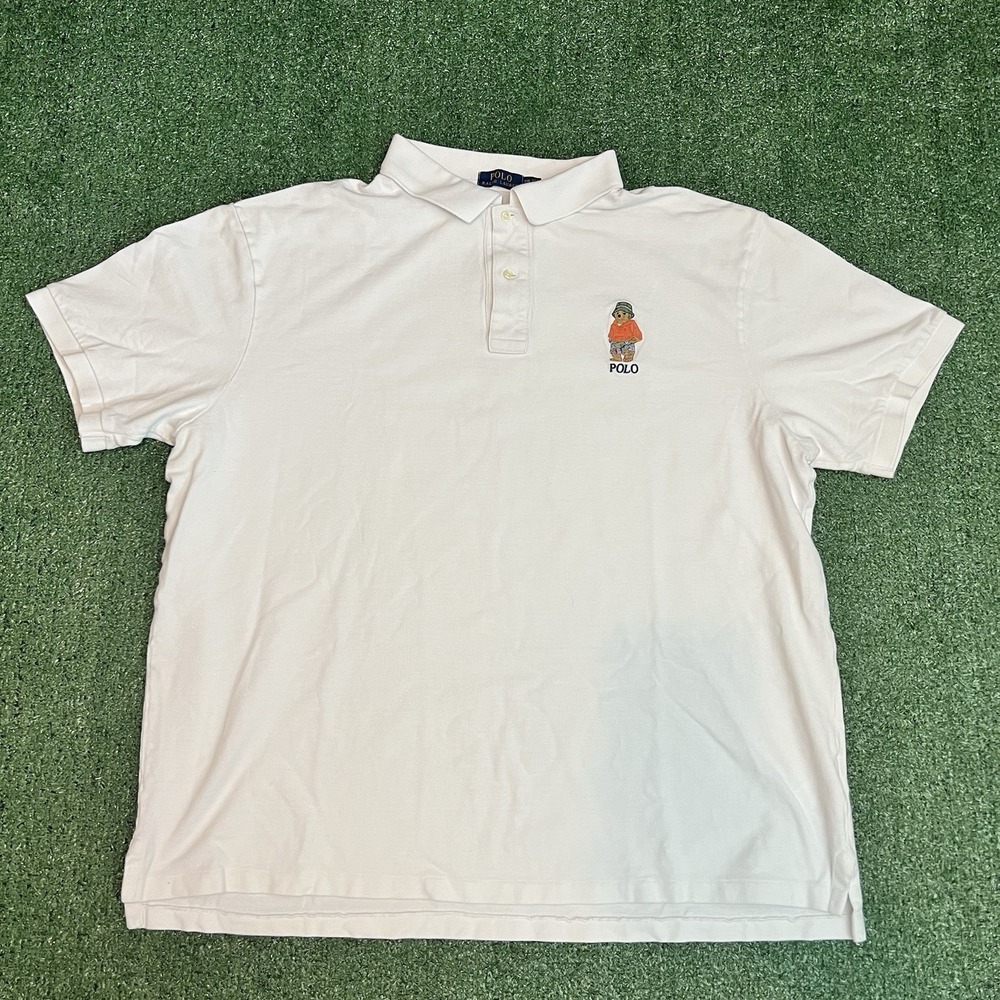 Polo Ralph Lauren Polo Shirt Big & Tall 3XB White Polo Laguna Beach Bear RARE - Picture 2 of 8